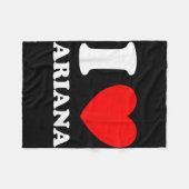 白黒アイラブアリアナ フリースブランケット (正面(横))