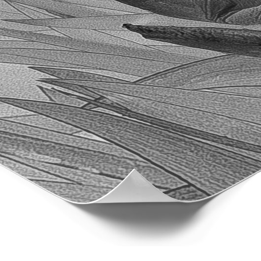 白黒アイリスフラワーズオリジナルアートポスター ポスター (角)