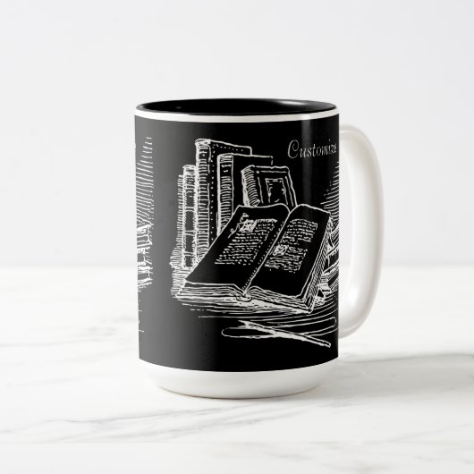 白黒アカデミアパーソナライズされた ツートーンマグカップ (正面右)