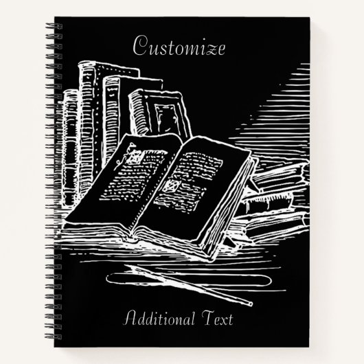 白黒アカデミアパーソナライズされた ノートブック (正面)
