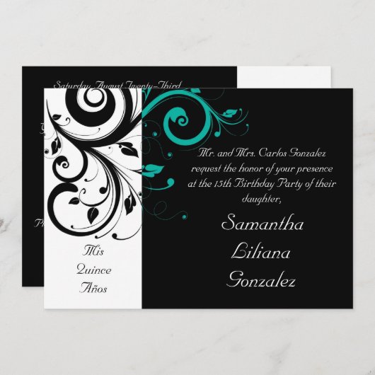 白黒アクアスワールキンセアニラ招待状 招待状 (正面/裏面)