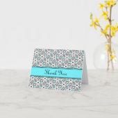 白黒アクアフローラルパターンありがとう カード (黄色い花)