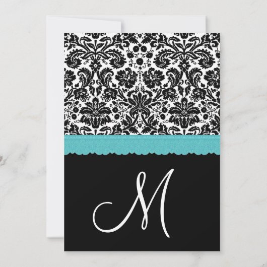 白黒アクアレースフラワーダマスクウェディングV21 招待状 (裏面)