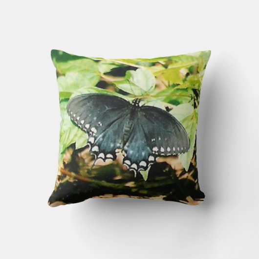 白黒アゲハチョウバタフライフォトピロー クッション (裏面)