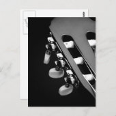 白黒アコースティックギターヘッド ポストカード (正面/裏面)
