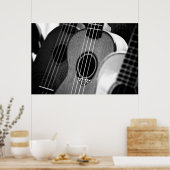 白黒アコースティッククラシカルギタスペインのー ポスター (キッチン)