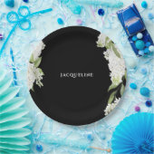 白黒アジサイブライダルシャワー ペーパープレート (パーティー)