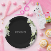 白黒アジサイブライダルシャワー ペーパープレート (パーティー)