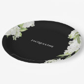 白黒アジサイブライダルシャワー ペーパープレート (アングル)