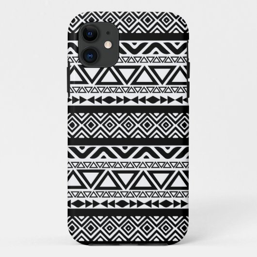 白黒アステカな種族パターン4 iPhoneの場合 Case-Mate iPhoneケース (裏面)