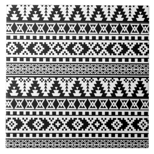 白黒アステカ模様 タイル (正面)
