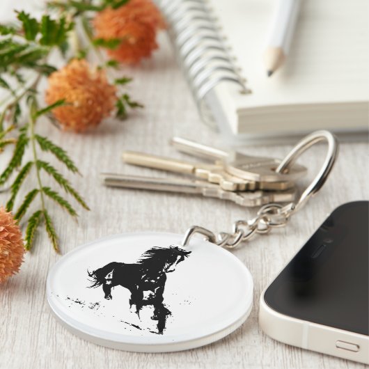 白黒アトポップ・アートのールホース キーホルダー (正面右)