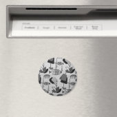 白黒アトミックパターン丸磁石 マグネット (インサイチュ (食洗機))