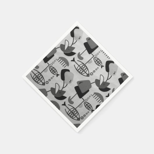 白黒アトミックパターン紙ナプキンス スタンダードカクテルナプキン (角)