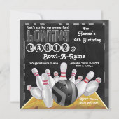 白黒アニマルプリントのボーリングのパーティー 招待状 (裏面)