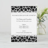 白黒アニマルプリントキリン柄 招待状 (スタンド正面)