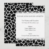 白黒アニマルプリントキリン柄 招待状 (正面/裏面)