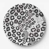 白黒アニマルプリントユキヒョウ ペーパープレート (正面)