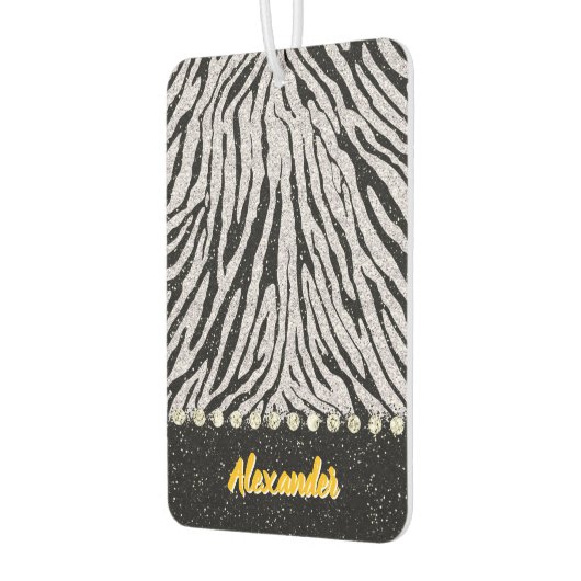 白黒アニマルプリント布 カーエアーフレッシュナー (左)