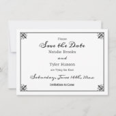 白黒アニメの結婚式がデートを守る 招待状 (正面)