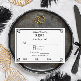 白黒アニメ結婚式RSVP 招待状