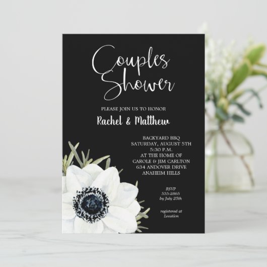 白黒アネモネスブライダルシャワー招待状 (スタンド正面)