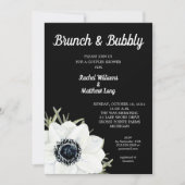 白黒アノネモンズカップルウェディングシャワー 招待状 (正面)