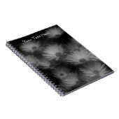 白黒アフリカデイジー花手帳 ノートブック (右側)