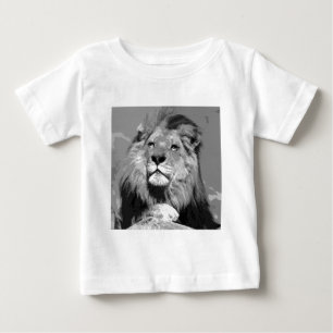 白黒アフリカライオン ベビーTシャツ