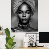 白黒アフリカ人女性モノクロ宝石2 ポスター (ホームオフィス)