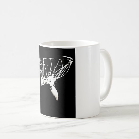 白黒アポップ・アートのートバスケットボール コーヒーマグカップ (正面右)