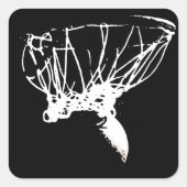 白黒アポップ・アートのートバスケットボール スクエアシール (正面)