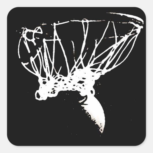 白黒アポップ・アートのートバスケットボール スクエアシール (正面)