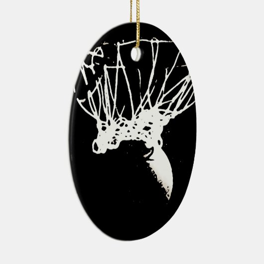 白黒アポップ・アートのートバスケットボール セラミックオーナメント (右)