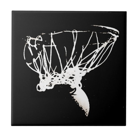 白黒アポップ・アートのートバスケットボール タイル (正面)