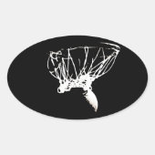 白黒アポップ・アートのートバスケットボール 楕円形シール (正面)