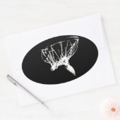 白黒アポップ・アートのートバスケットボール 楕円形シール (封筒)