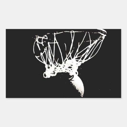 白黒アポップ・アートのートバスケットボール 長方形シール (正面)