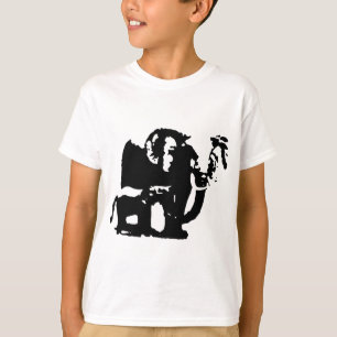 白黒アポップ・アートのートベビー&マムゾウ Tシャツ