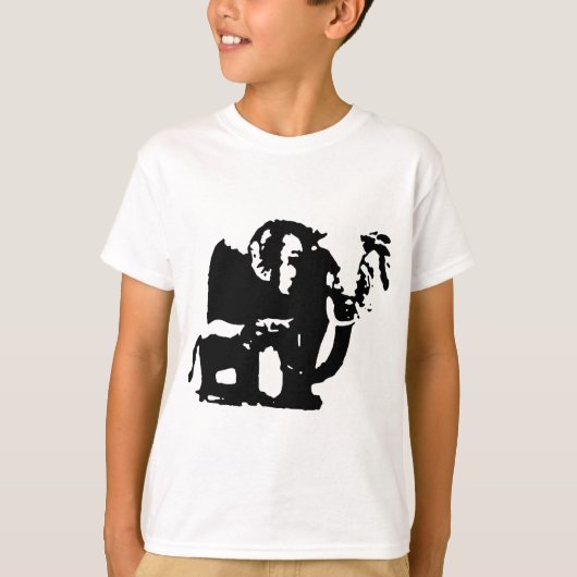 白黒アポップ・アートのートベビー&マムゾウ Tシャツ (正面)