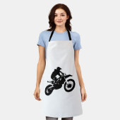 白黒アポップ・アートのートモトクロスモトキュールスポーツ エプロン (着用した状態)