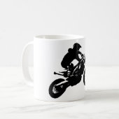 白黒アポップ・アートのートモトクロスモトキュールスポーツ コーヒーマグカップ (正面左)