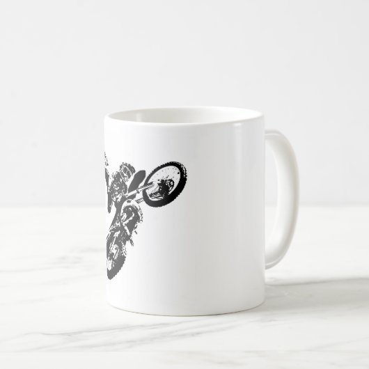 白黒アポップ・アートのートモトクロスモトキュールスポーツ コーヒーマグカップ (正面右)