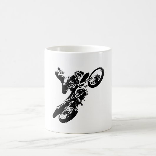 白黒アポップ・アートのートモトクロスモトキュールスポーツ コーヒーマグカップ (中央)