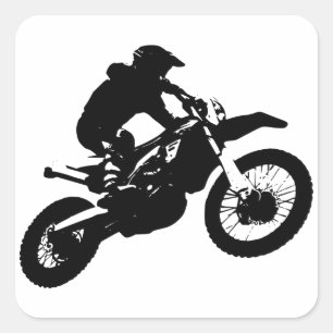白黒アポップ・アートのートモトクロスモトキュールスポーツ スクエアシール