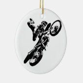 白黒アポップ・アートのートモトクロスモトキュールスポーツ セラミックオーナメント (右)