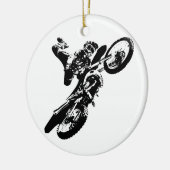 白黒アポップ・アートのートモトクロスモトキュールスポーツ セラミックオーナメント (左)