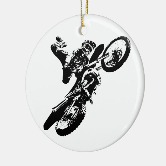 白黒アポップ・アートのートモトクロスモトキュールスポーツ セラミックオーナメント (左)