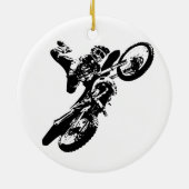 白黒アポップ・アートのートモトクロスモトキュールスポーツ セラミックオーナメント (裏面)