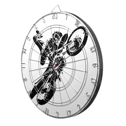 白黒アポップ・アートのートモトクロスモトキュールスポーツ ダーツボード (正面右)